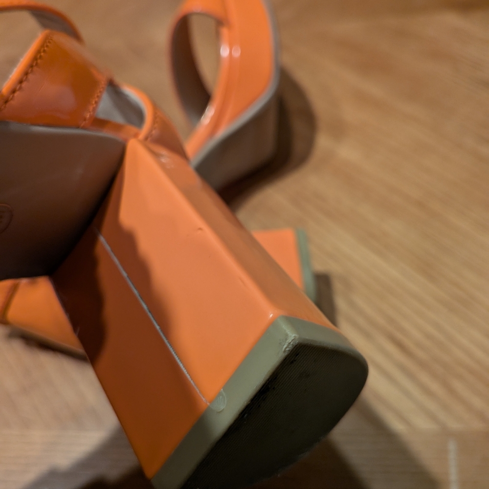 Orange Block Heel Sandals - Picture 12 of 16